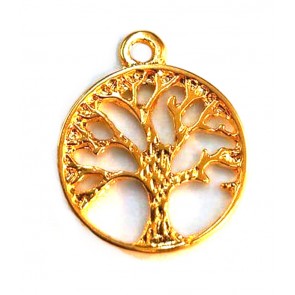 Pingente Árvore da vida vazada dourado - pequena (2 peças) (en9)