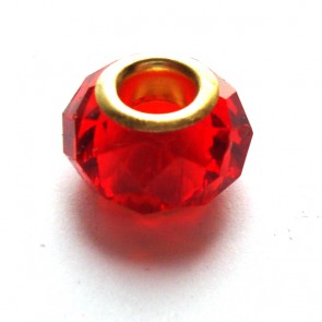 Berloque de cristal vermelho c/ terminal de metal (ber30)