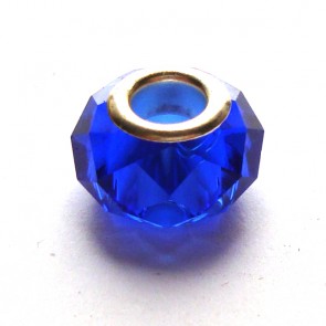 Berloque de cristal azul c/ terminal de metal (ber33)